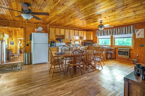 View from front of kitchen showing the large Custom Dining Table seating up to 14.