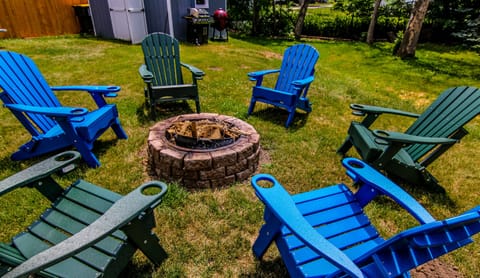 Firepit with 6 custom made Adirondack chairs!