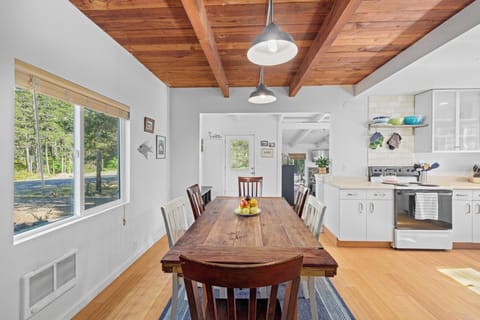A view of the dining room from the stairway.