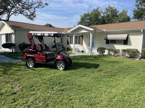 Golf cart with new batteries included with the rental.