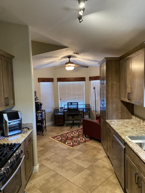 Kitchen. Semi private work space.