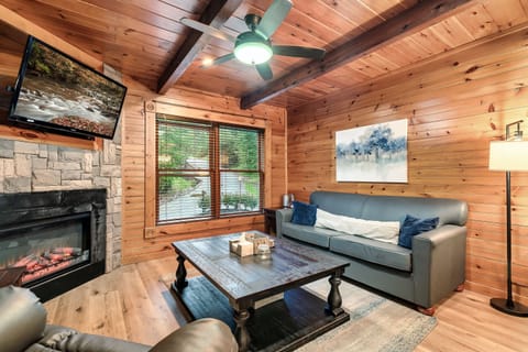Cozy up by the fireplace in our inviting living space.