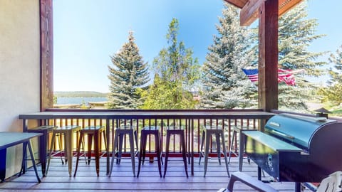 Deck with view of Payette Lake