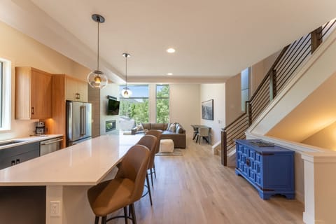 Main level kitchen and living area.