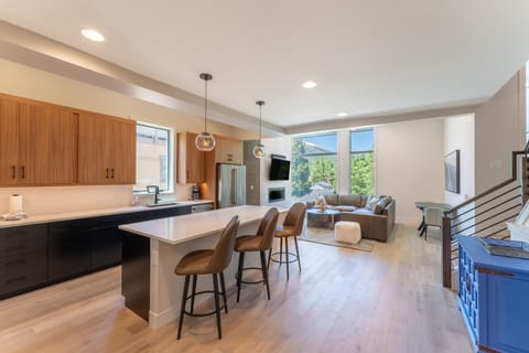 Main level kitchen and living area.