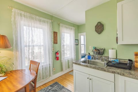 The kitchen is bathed in wonderful natural light