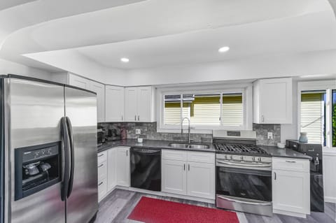 Large kitchen with icemaker and utensils