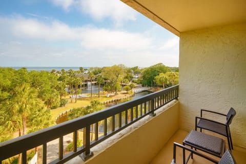 Sip morning coffee while soaking in coastal skyline views.
