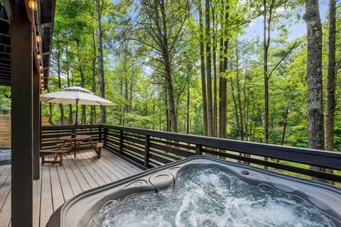 Relax in the hot tub after a fun day of adventure.
