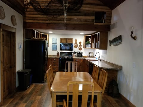 kitchen and open dining area