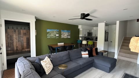 Our open concept space harmoniously blends living, dining, and kitchen areas.