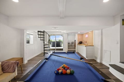 Pool table in lower level living space