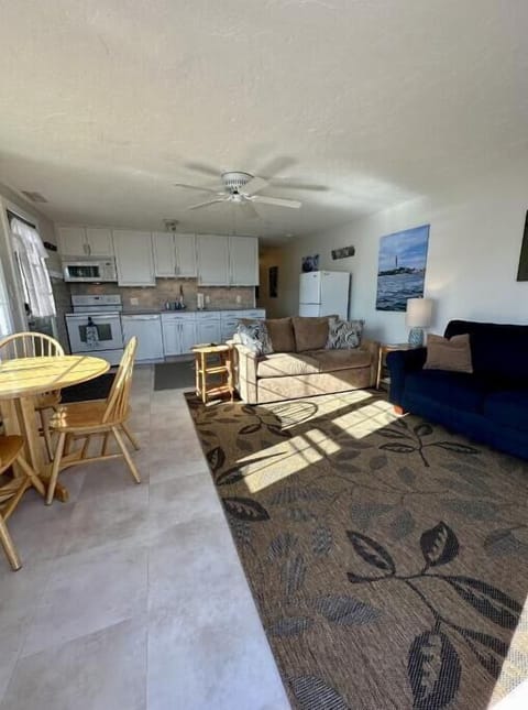 Living, dining, kitchen area