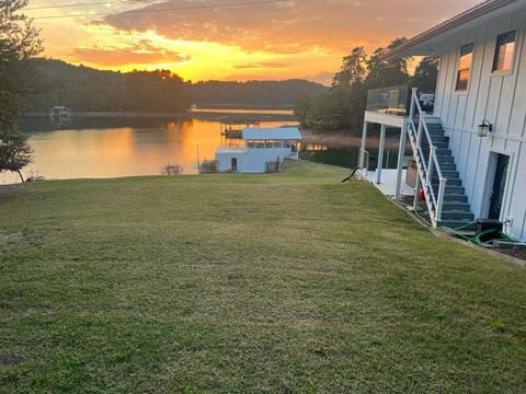Sunset view from front yard looking towards the rear of the property. 