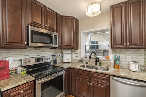 Fully stocked kitchen complete with top of the line appliances.
