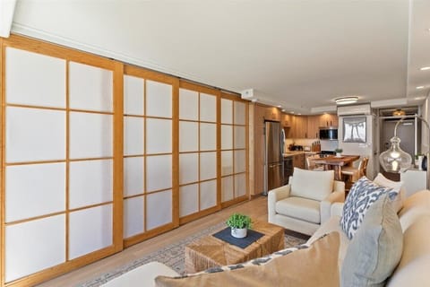 Sliding privacy doors to the primary bedroom