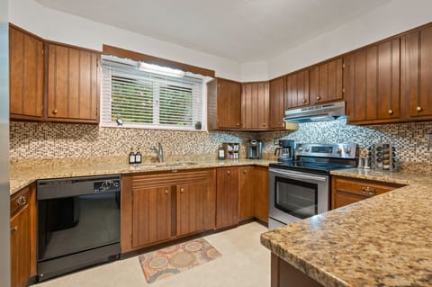 Fully stocked kitchen with dishes, pots and pans utensils and much more!   This house was absolutely amazing! It was so gorgeous as well as very close to downtown Madison and Clifty Falls. The neighborhood was very peaceful and quite beautiful."