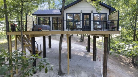 The front of the treehouse. All of the windows face the water view..