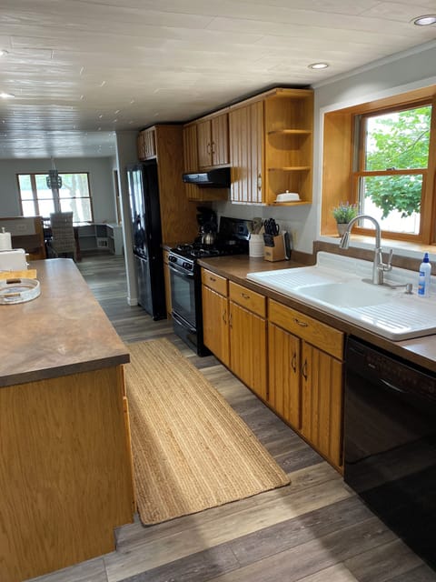 Roomy, Galley style kitchen.  Fully equipped with all you need for cooking.