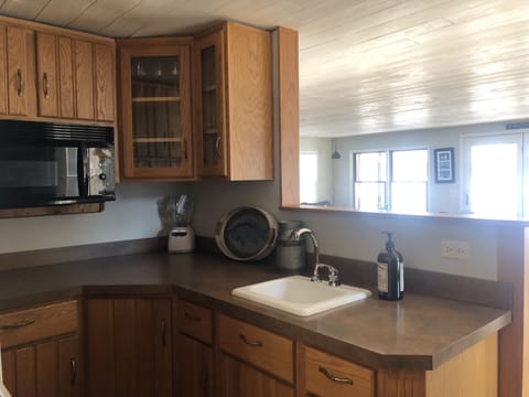 Bar area with lots of extra storage.