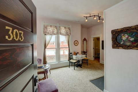 Suite 303 welcomes you with a queen bedroom,  twin size sleeper sofa, full kitchenette and 3/4 size bathroom