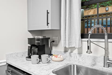 Single cup Keurig or full pot coffee with filters, sugar & creamer provided