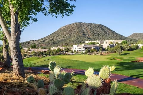 Stroll past cactus and fairways beneath clear desert skies.