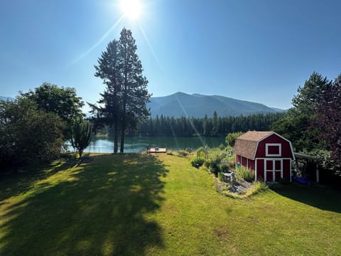 Back Yard and Riverside Deck with Cozy Pit