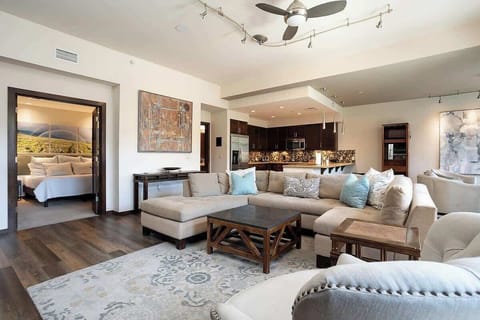 Living area and kitchen