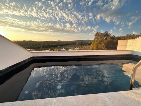 The rooftop pool is fantastic at any time of day, including sunset. 