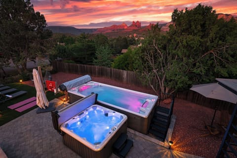 Heated Pool and Spa with mood lights and relaxation