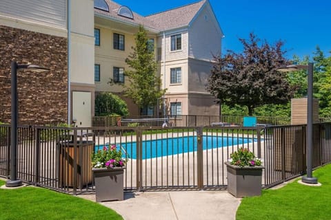 Dive into sunny pool days in a peaceful courtyard.