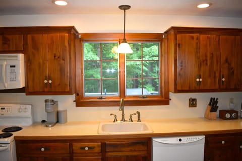Kitchen view to deck and back yard