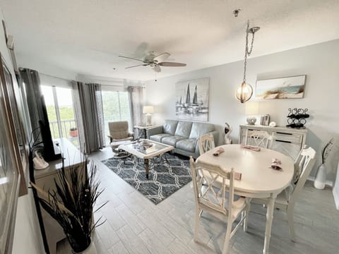 Overview of dining and living room area.
