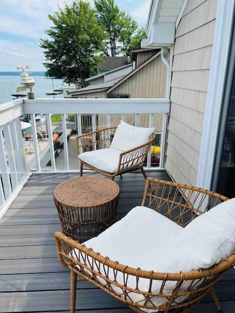 View of the observation deck off the Master Suite, the perfect space to sit and soak in the beauty of Canandaigua Lake.