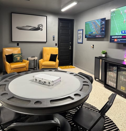 Poker Table, Pool Table and 3 Smart TVs with Sound Bar
