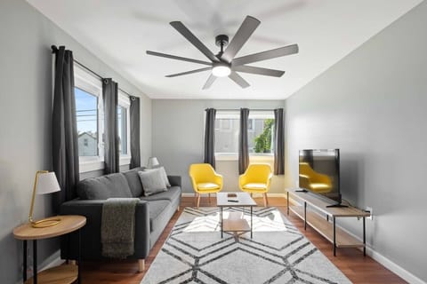 Modern Living Room with  55` Flat screen smart TV