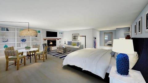 Spread out in an airy studio with lounging and dining space.