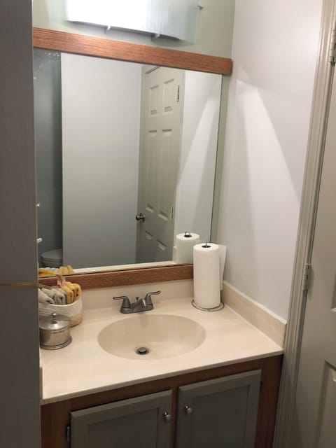 Lg Bathroom with access to living room and private door entrance into Bedroom 2