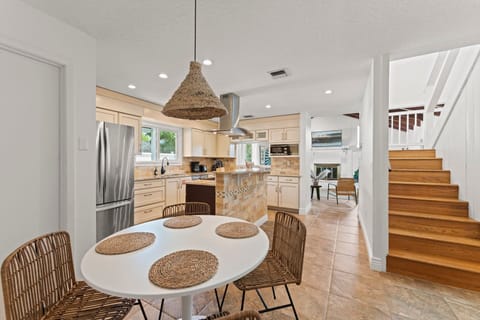 Split level home with stairs to the additional guest bedrooms