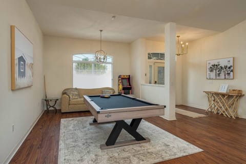 Pool table, arcade games, Lounge seating, Spacious