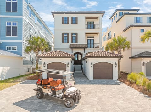 Beachfront Bliss - Front Exterior - Included 6-Passenger Golf Cart