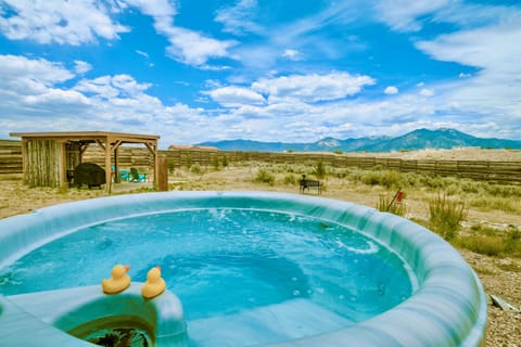 Brand new 6-person hot tub set in cedar cabinet.