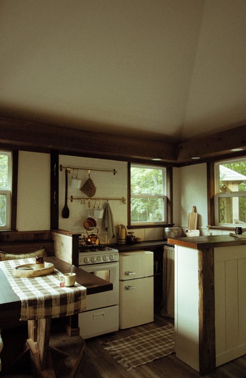 Microwave
4 Burner Stove/Oven
Fridge
Coffee Maker
Dishes, Cutlery, pots, pans..