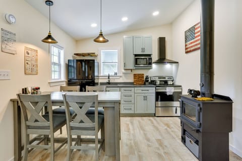 Kitchen & Dining Area | Wood-Burning Stove (Bring Your Own Wood)