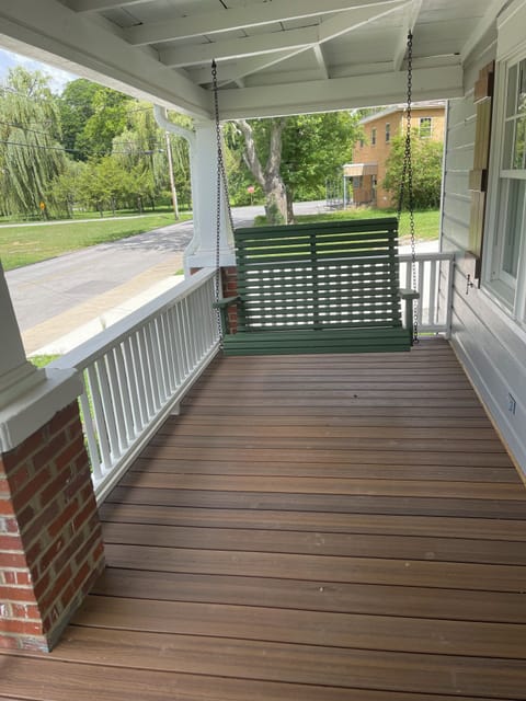 Porch swing on front porch