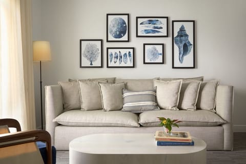 Sink into soft cushions and enjoy a calm, coastal vibe.