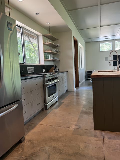 High end gas stove in kitchen 