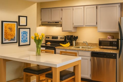Cook simple favorites with full-size appliances and ample counterspace.