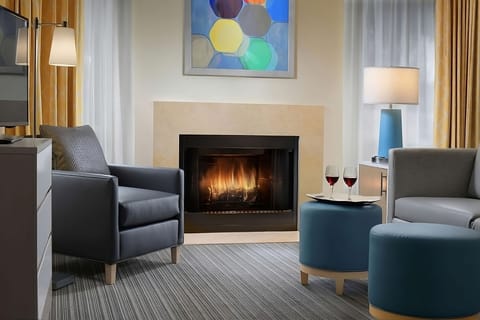 Relax fireside with a glass of wine after exploring.